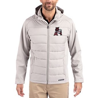 Men's Cutter & Buck Gray Arkansas Razorbacks Evoke Hybrid Eco Softshell Recycled Full Zip Hooded Jacket