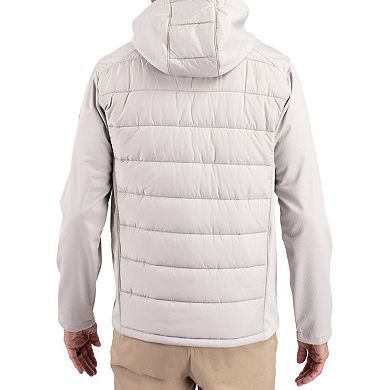Men's Cutter & Buck Gray Arkansas Razorbacks Evoke Hybrid Eco Softshell Recycled Full Zip Hooded Jacket