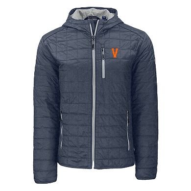 Men's Cutter & Buck Anthracite Virginia Cavaliers Rainier Eco PrimaLoft Hooded Full-Zip Jacket