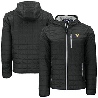 Men's Cutter & Buck Black Vanderbilt Commodores Rainier Eco PrimaLoft Hooded Full-Zip Jacket