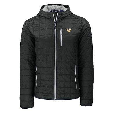 Men's Cutter & Buck Black Vanderbilt Commodores Rainier Eco PrimaLoft Hooded Full-Zip Jacket
