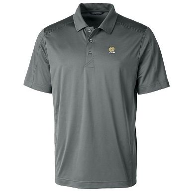 Men's Cutter & Buck Gray Notre Dame Fighting Irish Alumni Logo Prospect Textured Stretch Polo