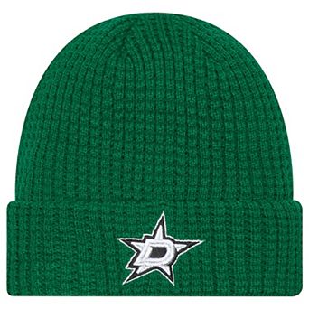 Men's New Era Kelly Green Dallas Stars Waffle Cuffed Knit Hat