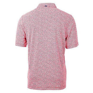 Men's Cutter & Buck Red NC State Wolfpack Alumni Logo DryTec Virtue Eco Pique Botanical Print Recycled Polo