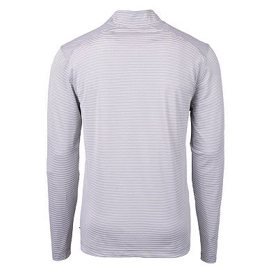 Men's Cutter & Buck Gray Alabama Crimson Tide Alumni Logo DryTec Virtue Eco Pique Micro Stripe Recycled Quarter-Zip Pullover Top