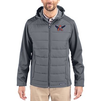 Men's Cutter & Buck Gray Auburn Tigers Evoke Hybrid Eco Softshell Recycled Full Zip Hooded Jacket