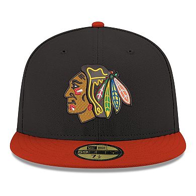 Men's New Era Black Chicago Blackhawks Core Logo Two-Tone 59FIFTY Fitted Hat