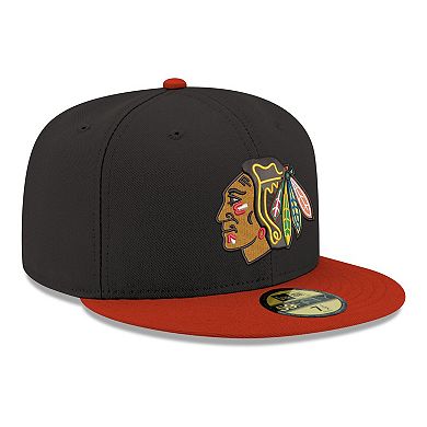 Men's New Era Black Chicago Blackhawks Core Logo Two-Tone 59FIFTY Fitted Hat