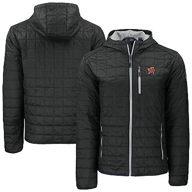 Men's Cutter & Buck Black Maryland Terrapins Rainier Eco PrimaLoft Hooded Full-Zip Jacket