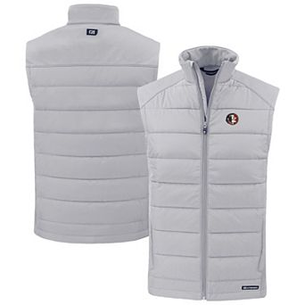 Men's Cutter & Buck Gray Florida State Seminoles Evoke Hybrid Eco Softshell Recycled Full-Zip Vest