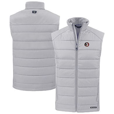Men's Cutter & Buck Gray Florida State Seminoles Evoke Hybrid Eco Softshell Recycled Full-Zip Vest