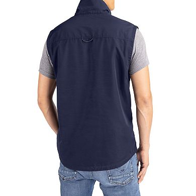 Men's Cutter & Buck Navy Michigan Wolverines Charter Eco Recycled Full-Zip Vest