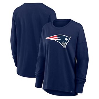 Women's Fanatics Navy New England Patriots Relaxed Hip Essential Long Sleeve T-Shirt