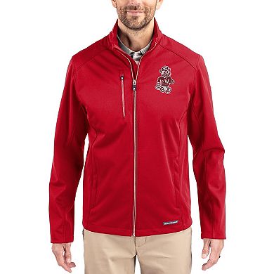 Men's Cutter & Buck Red Washington State Cougars Evoke Eco Softshell Recycled Full-Zip Jacket