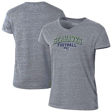 Women's Champion Heather Gray Seattle Seahawks Triumph Tri-Blend V-Neck T-Shirt