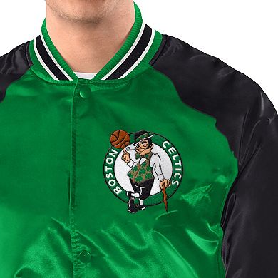 Men's Starter Kelly Green/Black Boston Celtics Inductee Full-Snap Varsity Jacket