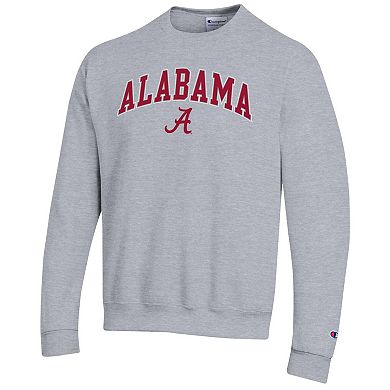 Men's Champion Heather Gray Alabama Crimson Tide Arch Over Logo Pullover Sweatshirt