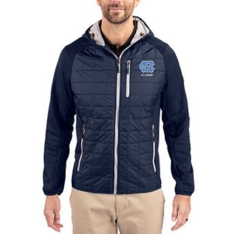 Men's Cutter & Buck Navy North Carolina Tar Heels Rainier Eco Hybrid PrimaLoft Raglan Full-Zip Jacket