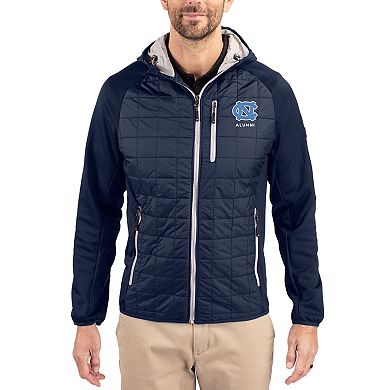 Men's Cutter & Buck Navy North Carolina Tar Heels Rainier Eco Hybrid PrimaLoft Raglan Full-Zip Jacket