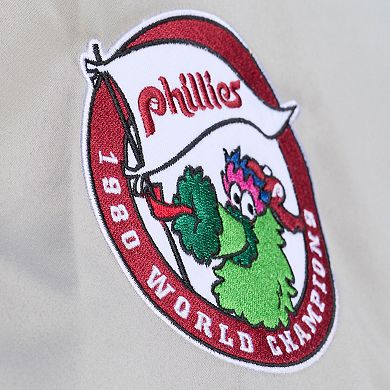 Men's Mitchell & Ness Gray Philadelphia Phillies Thunderstorm Head Coach Lightweight Satin Full-Snap Jacket