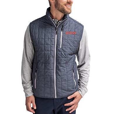 Men's Cutter & Buck Anthracite UConn Huskies Rainier Eco Insulated PrimaLoft Full-Zip Puffer Vest