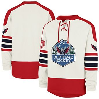 Men's '47 Cream Washington Capitals Pond Hockey Trio Eternal Lacer Sweatshirt
