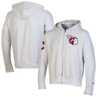 Men's Champion Gray Cleveland Guardians Reverse Weave Chenille Full-Zip Hoodie