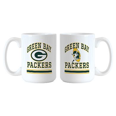 Logo Brands Green Bay Packers 15oz. Current & Throwback Mug Set