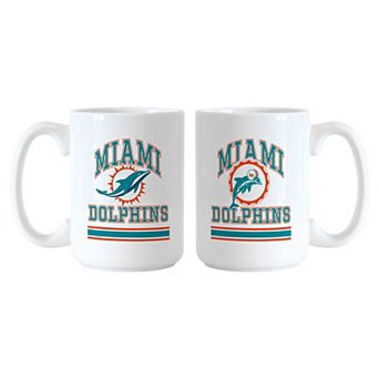 Logo Brands Miami Dolphins 15oz. Current & Throwback Mug Set