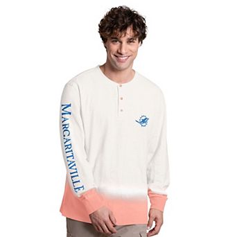 Men's Margaritaville White/Coral Miami Dolphins Island Reserve Long Sleeve Henley Shirt