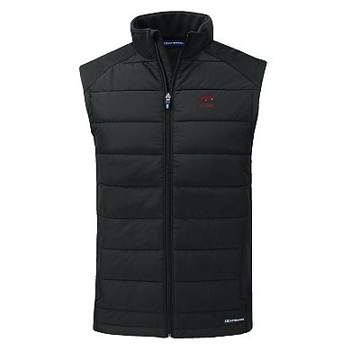 Men's Cutter & Buck Black Arkansas Razorbacks Evoke Hybrid Eco Softshell Recycled Full-Zip Vest