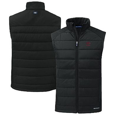 Men's Cutter & Buck Black Arkansas Razorbacks Evoke Hybrid Eco Softshell Recycled Full-Zip Vest