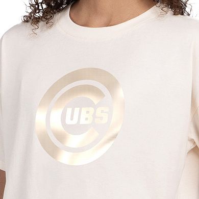 Women's Starter Cream Chicago Cubs Pastels Boxy Cropped T-Shirt