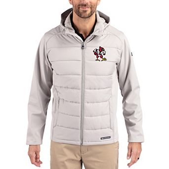 Men's Cutter & Buck Gray Louisville Cardinals Evoke Hybrid Eco Softshell Recycled Full Zip Hooded Jacket
