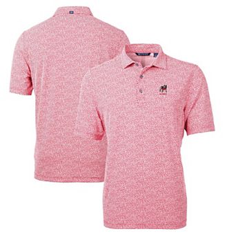Men's Cutter & Buck Red Georgia Bulldogs Alumni Logo Virtue DryTec Eco Pique Botanical Print Recycled Polo