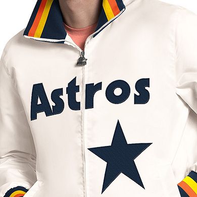 Men's Starter White Houston Astros The Captain Cooperstown Logo Full-Zip Varsity Jacket