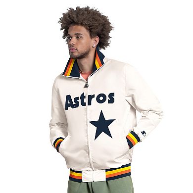 Men's Starter White Houston Astros The Captain Cooperstown Logo Full-Zip Varsity Jacket