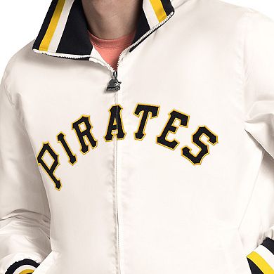 Men's Starter White Pittsburgh Pirates The Captain Cooperstown Logo Full-Zip Varsity Jacket