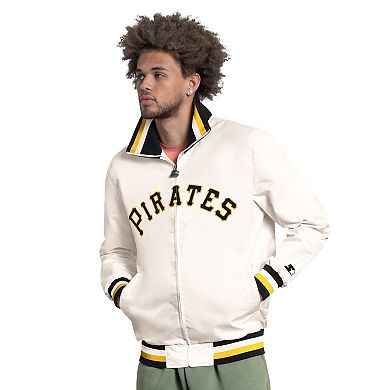 Men's Starter White Pittsburgh Pirates The Captain Cooperstown Logo Full-Zip Varsity Jacket