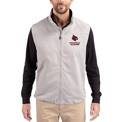 Men's Cutter & Buck Gray Louisville Cardinals Charter Eco Recycled Full-Zip Vest
