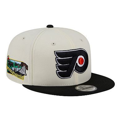 Men's New Era White/Black Philadelphia Flyers Injection Localized Two-Tone 9FIFTY Snapback Hat
