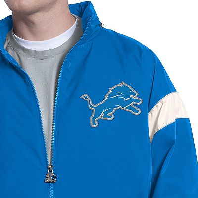 Men's Starter Blue Detroit Lions The Gust Full-Zip Hoodie