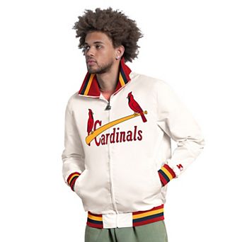 Men's Starter White St. Louis Cardinals The Captain Cooperstown Logo Full-Zip Varsity Jacket