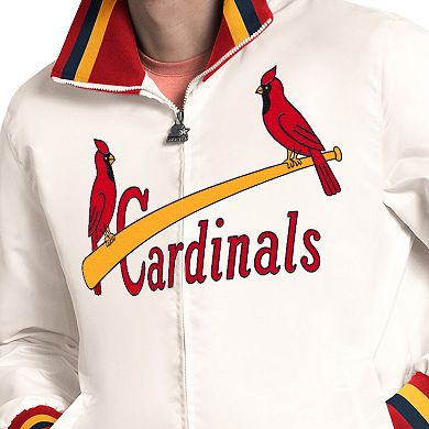 Men's Starter White St. Louis Cardinals The Captain Cooperstown Logo Full-Zip Varsity Jacket