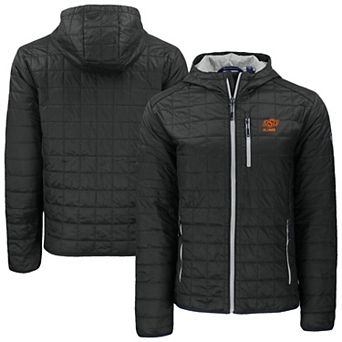 Men's Cutter & Buck Black Oklahoma State Cowboys Rainier Eco PrimaLoft Hooded Full-Zip Jacket