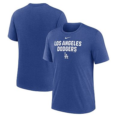 Men's Nike Heather Royal Los Angeles Dodgers Stacked Tri-Blend T-Shirt