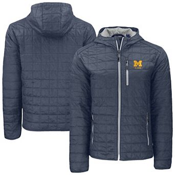 Men's Cutter & Buck Anthracite Michigan Wolverines Rainier Eco PrimaLoft Hooded Full-Zip Jacket