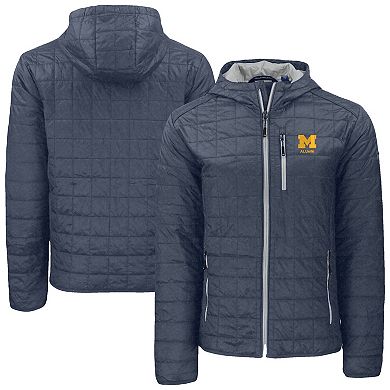 Men's Cutter & Buck Anthracite Michigan Wolverines Rainier Eco PrimaLoft Hooded Full-Zip Jacket
