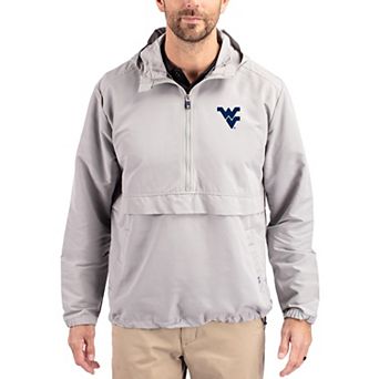 Men's Cutter & Buck Gray West Virginia Mountaineers Charter Eco Recycled Half-Zip Anorak Jacket
