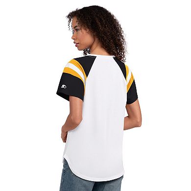 Women's Starter White Pittsburgh Steelers Game On Notch Neck T-Shirt